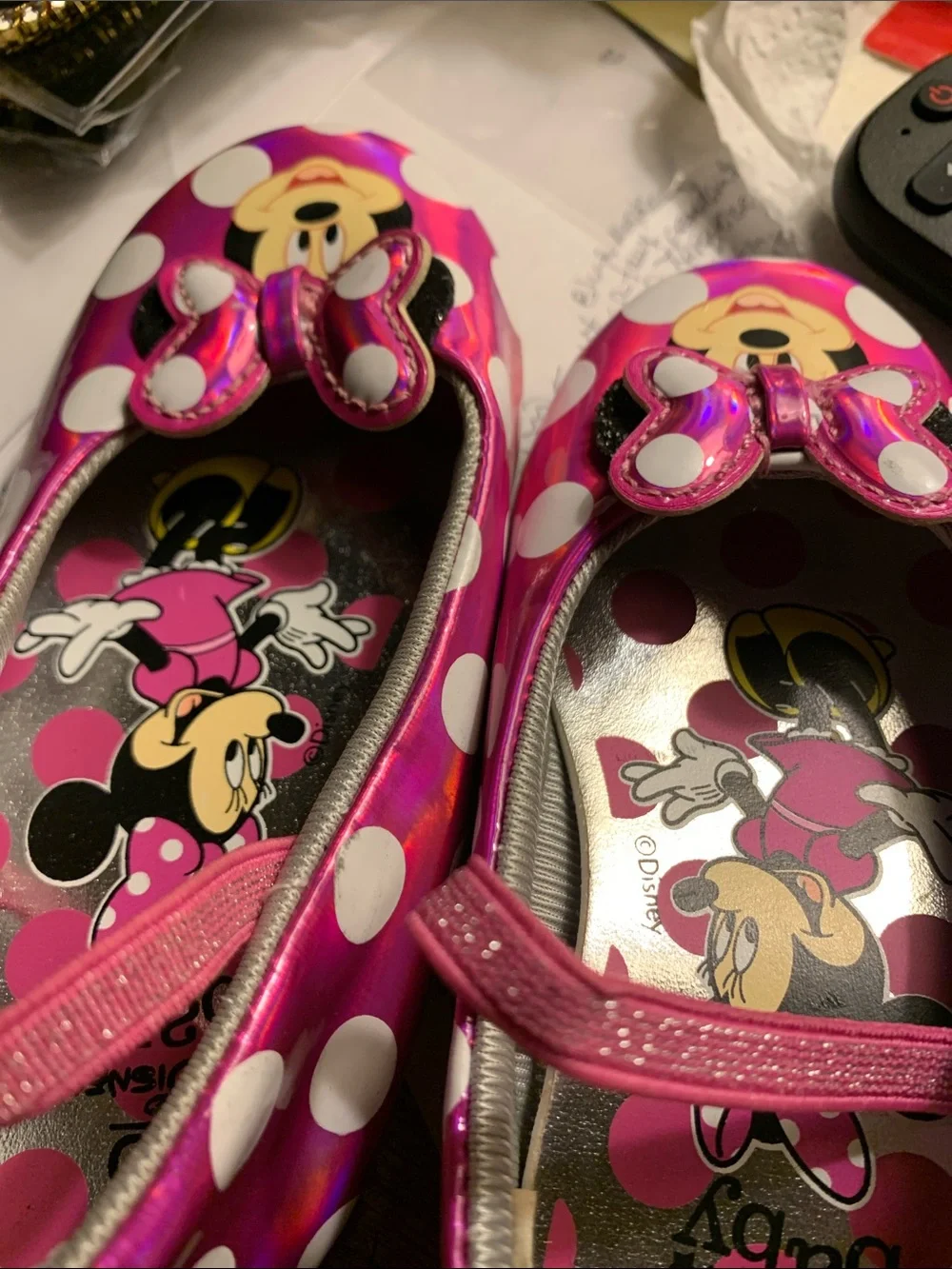 Disney Pink Polka Dot Minnie Mouse Mary Jane Shoes with Bow